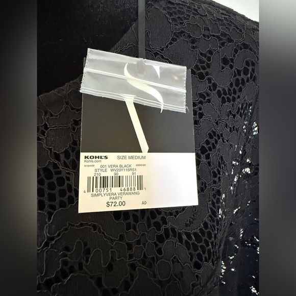 NWT Vera Wang scalloped hem Black lace Gothic party dress whimsigoth medium - Picture 8 of 11